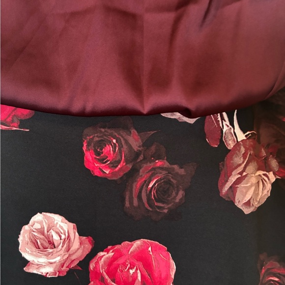 WHBM Black, Pink  and Red Floral Pencil Skirt - Picture 5 of 5